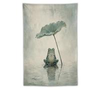 H3B8U2Y5 Frog under Lotus Leaf Wall Tapestry, Ukiyo-e, Room Divider