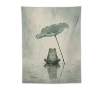H3B8U2Y5 Frog under Lotus Leaf Wall Tapestry, Ukiyo-e Style, Office