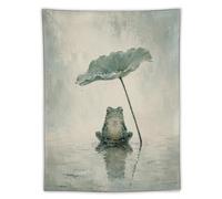 H3B8U2Y5 Frog under Lotus Leaf Wall Tapestry, Ukiyo-e Style, Quiet Water