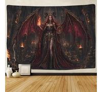 H3B8U2Y5 Gothic Demon Queen 3D Print Tapestry Wall Hanging Decor Wall Art Decor Succubus Goddess Tapestries Poster Home Decoration Bedroom Living Room 150cmx200cm