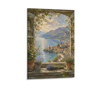 H3B8U2Y5 Lake Terrace Mountain View Canvas Wall Art, Scenic Outdoor Decor