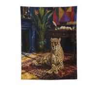 H3B8U2Y5 Leopard Art Studio Wall Tapestry, Anthropomorphic Animals Bedroom