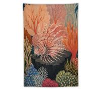 H3B8U2Y5 Lionfish Coral Reef Wall Tapestry, Botanical Animals Dorm Room