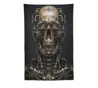 H3B8U2Y5 Mechanical Skull Portrait Wall Tapestry, Memento Mori Gothic Art