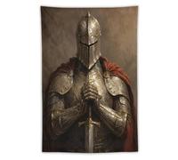 H3B8U2Y5 Medieval Knight Sword Portrait Wall Tapestry, Golden Light