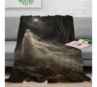 H3B8U2Y5 Moonlit Forest Ghost Throw Blanket, Flannel, Dark Romantic Artwork