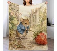 H3B8U2Y5 Mouse with Strawberry Throw Blanket Cosy Lightweight Blanket