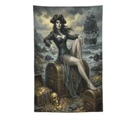 H3B8U2Y5 Pirate Queen Treasure Coast Wall Tapestry, Adventure Fantasy