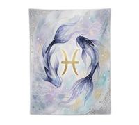 H3B8U2Y5 Pisces Koi Celestial Wall Tapestry, Minimalist Asian Art
