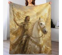 H3B8U2Y5 Radiant Knight Throw Blanket White Horse Flannel Sofa Bed Cover