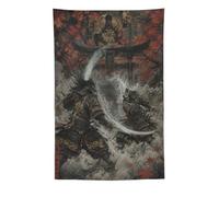 H3B8U2Y5 Samurai Duel in Rushing Water Wall Tapestry, Japanese Warriors