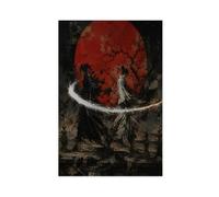 H3B8U2Y5 Samurai Red Sun Duel Canvas Wall Art, Japanese Warriors Dorm Room