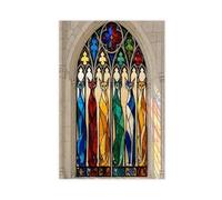 H3B8U2Y5 Stained Glass Cats Canvas Wall Art, Gothic Window Mosaic