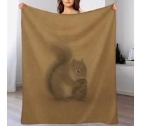H3B8U2Y5 Tiny Squirrel with Acorn Throw Blanket Warm Flannel Reading Nook