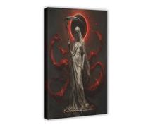 H3B8U2Y5 White Reaper Eclipse Canvas Wall Art, Gothic Fantasy Sofa Area