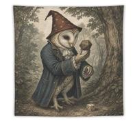 H3B8U2Y5 Wizard Owl Forest Wall Tapestry, Whimsical Animals Room Divider