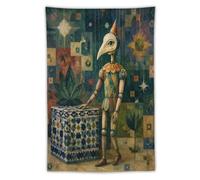 H3B8U2Y5 Wooden Bird Puppet Harlequin Wall Tapestry, Gothic Art Dorm Room