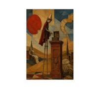 H3B8U2Y5 Wooden Puppet and Antique Clock Canvas Wall Art, Reading Corner