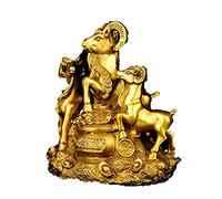 H3TF5J Bring in wealth treasure HOME office TOP Money Drawing efficacious Talisman # Three Rams Bring Bliss FENG SHUI Brass Statue