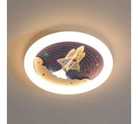 H3TF5J Cartoon Rocket Boy Girl's Flush Mount Light Fixture Nordic Round Kids Close to Ceiling Lamp Mid Century Minimalist Kindergarten Chandelier for Nursery Bedroom 's Room