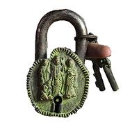 H3TF5J Chinese bronze Tang Monk Monkey King 4 God Buddha Statue Latch lock&key Set