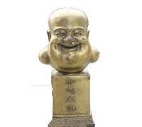 H3TF5J Chinese Buddhism Brass Wealth Happy Laughing Maitreya Buddha Head Bust Statue