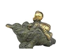 H3TF5J Chinese Feng Shui Bronze Gilt Golden Toad Spittor Tong Zi Kid Wealth Statue