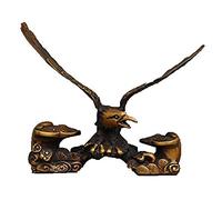 H3TF5J Chinese Fengshui bronze Pine RuYi Fly Eagle Hawk Lanneret Tercel bird Statue