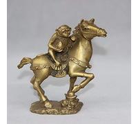 H3TF5J Chinese Folk Feng Shui Brass Copper Yuanbao Wealth Horse Monkey Statue (Yellow)