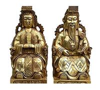 H3TF5J Chinese Myth Brass Sit Dragon Chair Queen mother Jade Emperor God Statue Pair