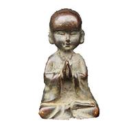H3TF5J Collection China Bronze Exquisite Buddhism Bareheaded A Little Monk Za-zen Buddhist Monk Shaveling Statue Statuary