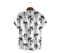 H3TF5J Hawaiian Shirt, Men Hawaiian Shortsleeve Hawaiian Button Shirts Tropical Coconut Tree Print White Hawaiian Shirt Tops Casual Quick Dry Short Sleeve Summer Holiday Party Beach Shirt
