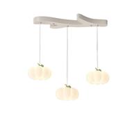 H3TF5J Milk White Triple Light Fixtures Mid Century Ceiling Hanging Lamp Kitchen Island Sink Pumpkin Shade Dimmable Long Linear Chandelier for Dining Room Table Restaurant/3 Lights