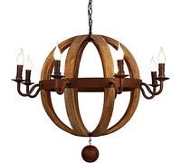 H3TF5J Novelty Vintage Style Chandelier Nostalgia Iron Living Room Restaurant Art Solid Wood Lights/8Light