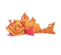 H3TF5J Printed 3D Printer Animals Mechanical Anglerfish Articulated for Home Office Executive Desk Decoration Surprise Fantasy Gifts-Red Gold