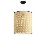 H3TF5J Rattan Chandeliers Wicker Boho Hand Woven Drum Light Kitchen Island Cylinder Black Hanging Lamp Long Linear Coastal Chandelier for Kids Bedroom Dining Room/a Style