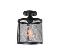 H3TF5J Retro Light Black Mesh Flush Mount Lamp Hallway Fixture, Industrial Close to Ceiling Lights Lamps for Stairway Bedroom Kitchen Farmhouse