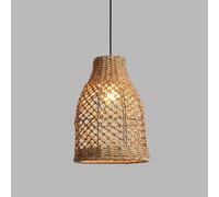 H3TF5J Rustic Rattan Light Fixture Farmhouse Kitchen Island Black Woven Ceiling Hanging Lamp Vintage Cage Basket Wicker Chandelier for Dining Room Bedroom Entryway/a Style