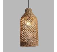 H3TF5J Rustic Rattan Light Fixture Farmhouse Kitchen Island Black Woven Ceiling Hanging Lamp Vintage Cage Basket Wicker Chandelier for Dining Room Bedroom Entryway/a Style