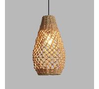 H3TF5J Rustic Rattan Light Fixture Farmhouse Kitchen Island Black Woven Ceiling Hanging Lamp Vintage Cage Basket Wicker Chandelier for Dining Room Bedroom Entryway/a Style