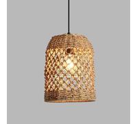 H3TF5J Rustic Rattan Light Fixture Farmhouse Kitchen Island Black Woven Ceiling Hanging Lamp Vintage Cage Basket Wicker Chandelier for Dining Room Bedroom Entryway/a Style