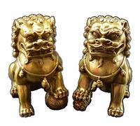 H3TF5J Statues And Figurines Decorative Collectibles Pure Copper Lion Ornaments A Pair Of Home Study Decoration Crafts Opening Gifts