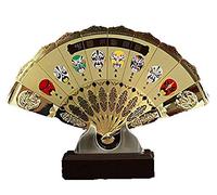 H3TF5J TOP COOL foreign business gift CHINA beijing opera ART FACE PU gilding fan copper statue with box -Collector Edition