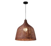 H3TF5J Vintage Kitchen 14 inch Large Dome Hanging Lamp Farmhouse Rustic Wicker Ceiling Light Boho Rattan Chandelier for Dining Room Island Desk Restaurant/Brown/26Cm