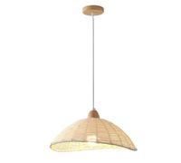 H3TF5J White Rattan Light Dome Shade Nordic Wicker Ceiling Hanging Lamp Kitchen Island Boho Coastal Woven Chandelier for Dining Table Kids Bedroom Farmhouse Porch Foyer Entryway/40Cm Dia