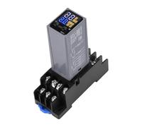 H3Y-2/4 Time Relay with LCD Display and Base, 12V DC Dual Timing Mode Digital Cycle Delay Control, Sealed Low Power (DC 24V)