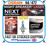 H4 (472) 1X OSRAM NIGHT BREAKER LASER NEXT GEN. 150% LIGHT 150m BEAM 20% WHITER