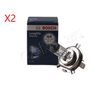 H4 Headlight Halogen Bulb 12V 60/55W P43t LONGLIFE DAYTIME BOSCH 2pcs 1987302048