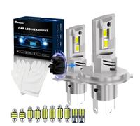 H4 LED Headlight Bulb, 2024 Newest 600% Brighter H4 9003 LED Bulb Plug and Play All-in-One Mini 28000LM 120W 6500K Car High/Low Beam HB2 Headlight with Turbofan with Interior Festoon Light Kit