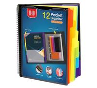 H4D 12 Pocket Poly Project Organizer, Spiral Multi Pocket Folder Organizer, Multi-Subject Folder Notebook, Letter Size